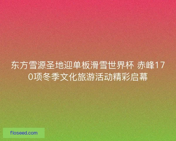 东方雪源圣地迎单板滑雪世界杯 赤峰170项冬季文化旅游活动精彩启幕