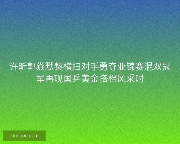 许昕郭焱默契横扫对手勇夺亚锦赛混双冠军再现国乒黄金搭档风采时 许昕郭焱默契横扫对手勇夺亚锦赛混双冠军再现国乒黄金搭档风采时