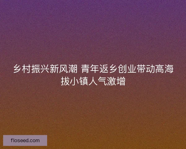 乡村振兴新风潮 青年返乡创业带动高海拔小镇人气激增