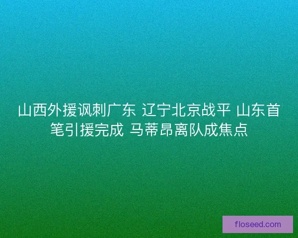 山西外援讽刺广东 辽宁北京战平 山东首笔引援完成 马蒂昂离队成焦点 山西外援讽刺广东 辽宁北京战平 山东首笔引援完成 马蒂昂离队成焦点