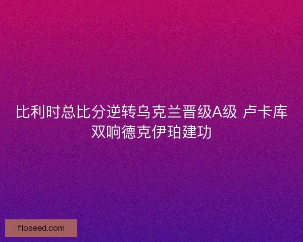 比利时总比分逆转乌克兰晋级A级 卢卡库双响德克伊珀建功 比利时总比分逆转乌克兰晋级A级 卢卡库双响德克伊珀建功