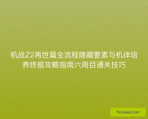 机战Z2再世篇全流程隐藏要素与机体培养终极攻略指南六周目通关技巧