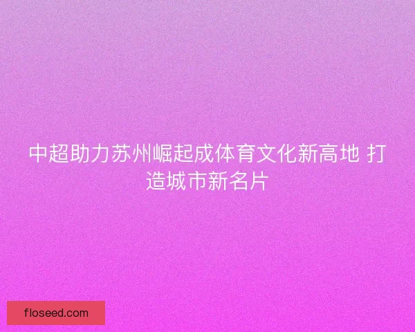 中超助力苏州崛起成体育文化新高地 打造城市新名片