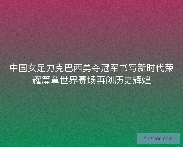 中国女足力克巴西勇夺冠军书写新时代荣耀篇章世界赛场再创历史辉煌 中国女足力克巴西勇夺冠军书写新时代荣耀篇章世界赛场再创历史辉煌