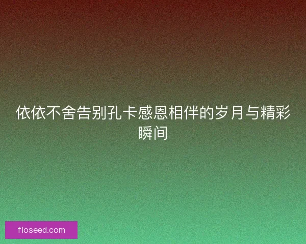 依依不舍告别孔卡感恩相伴的岁月与精彩瞬间
