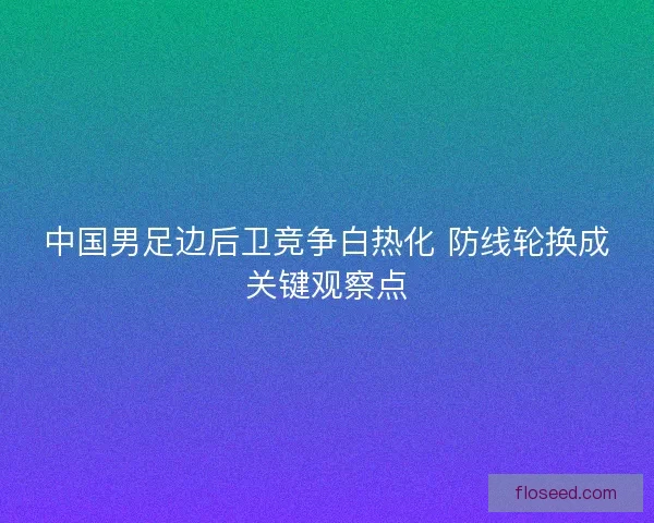 中国男足边后卫竞争白热化 防线轮换成关键观察点