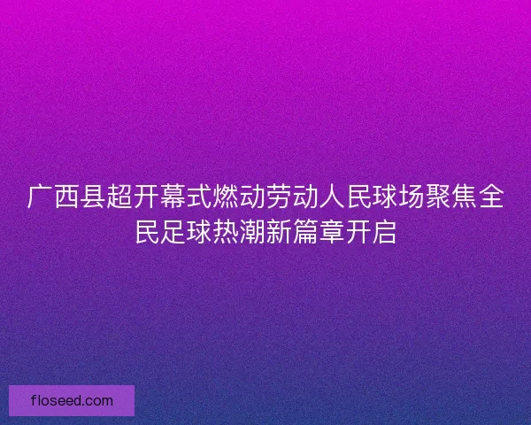 广西县超开幕式燃动劳动人民球场聚焦全民足球热潮新篇章开启 广西县超开幕式燃动劳动人民球场聚焦全民足球热潮新篇章开启